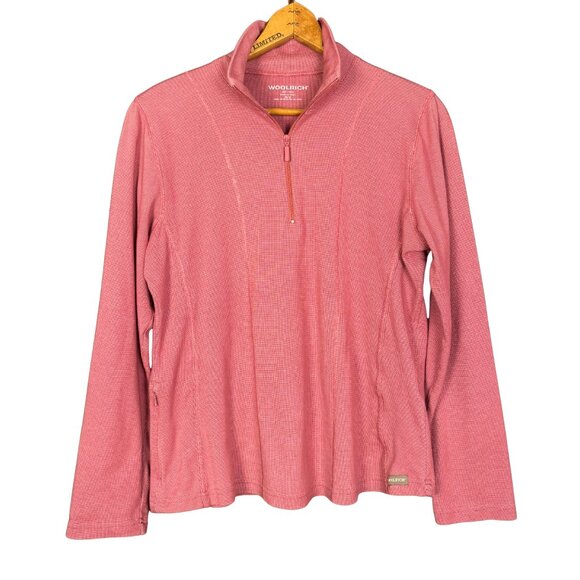 Woolrich Pink Quarter Zip Long Sleeve Top Outdoor Hiking Layer Medium - Picture 1 of 7